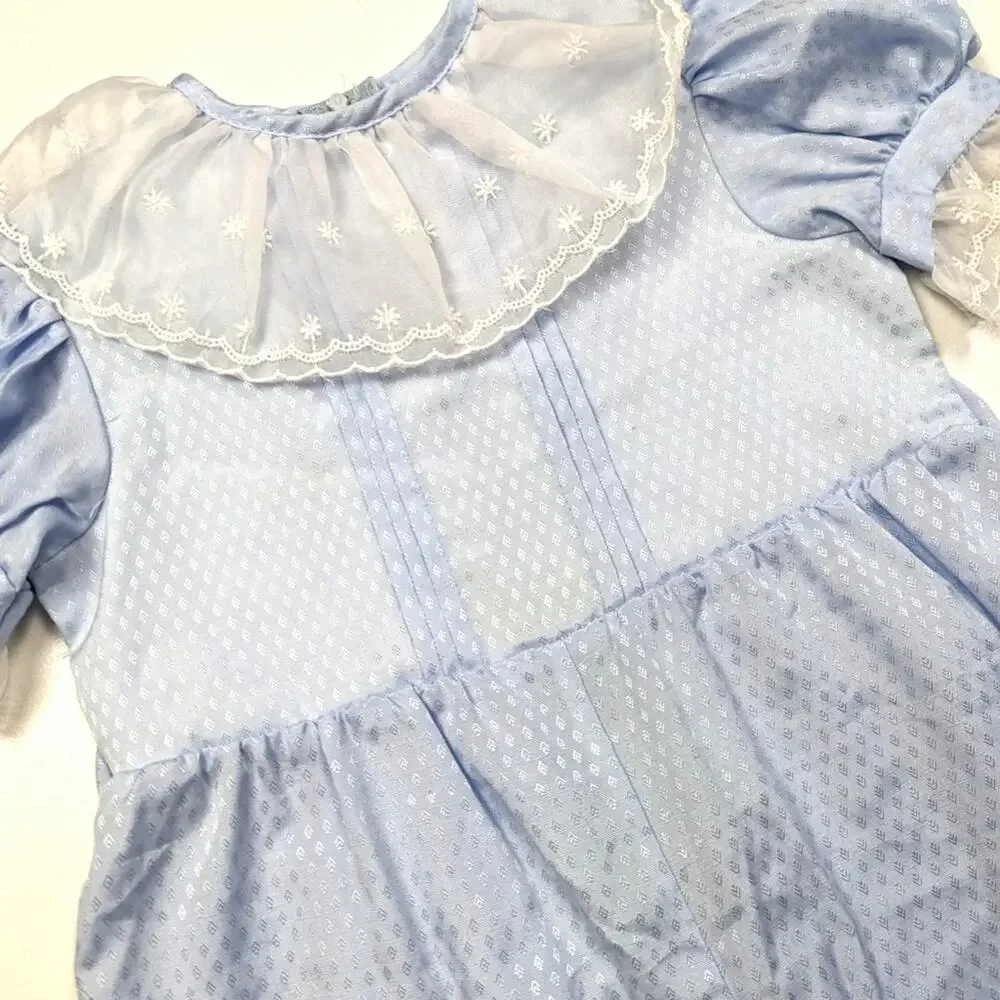 Vintage Coming Thing Jumpsuit Girls Size 18m Blue Romper Lace
